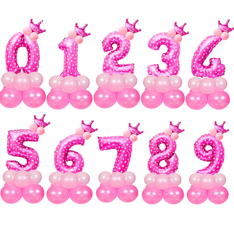 Pink 15pcs 16 дюймов 1 2 3 4 5 6 7 8 9 синий розовый номер Фольга воздушные шары цифровой баллон гелия Свадебные украшения День рождения воздушные шары - Цвет: Pink 15pcs