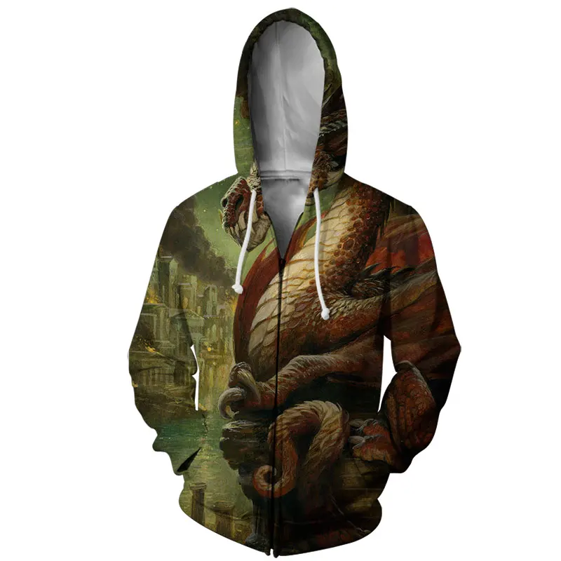 

JUMEAST Hoodie Man Zipper Fashion Street Wear 3D Printed Dragon Zipper Hooded Women Long-sleeved Hooded Sweatshirt S-7XL 2021