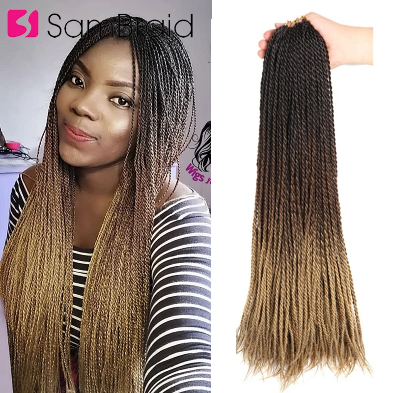 

SAMBRAID 24 дюйма Сенегальские вьющиеся волосы для наращивания крючком синтетические Омбре цвета плетеные волосы для женщин коричневый