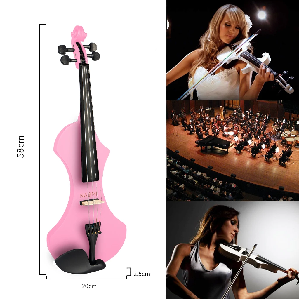 NAOMI 4/4 Electric Violin Set Fiddle Full Size Electric Silent Violin With Case And Brazilwood Bow Free Rosin Cable Bridge enlarge