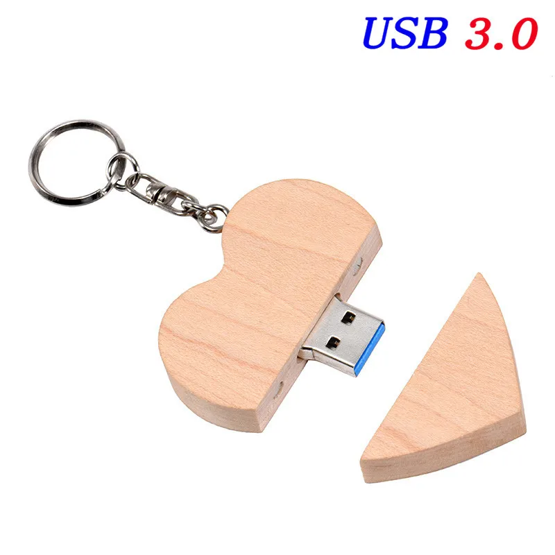 Maple wood JASTER(5 шт., Пользовательский логотип) USB 3,0 грецкий орех сердце USB+ коробка флэш-накопитель 64 ГБ 32 ГБ 16 ГБ 4 ГБ U диск фотография свадебный подарок - Цвет: Maple wood
