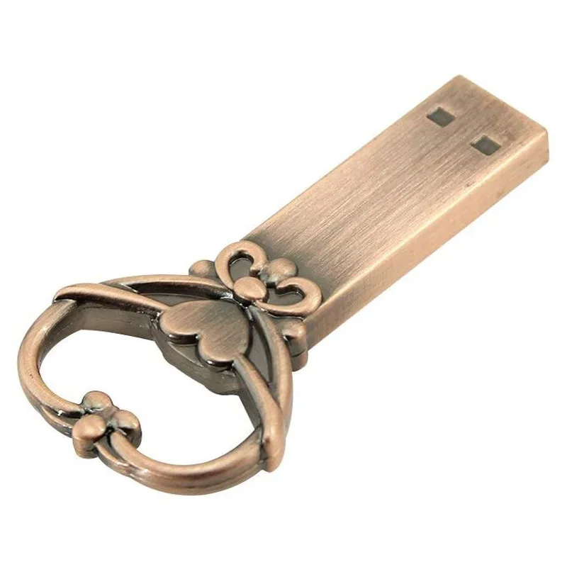 

32GB USB 2.0 Flash Drive, Retro Metal Love Knot Key Shaped Thumb Drive,USB Pen Drive Pure Copper USB Flash Drive Key