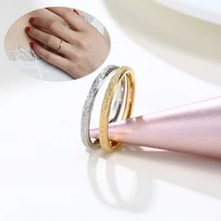 2mm gold color sandblast ring stainless steel wedding band for women girl size 4 9