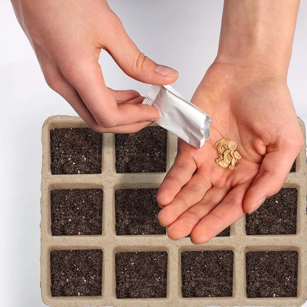 17Pcs 12 Compartments Seed Starter Tray Biodegradable Peat Pots Seedling Germination Trays Organic Plant Kit | Дом и сад