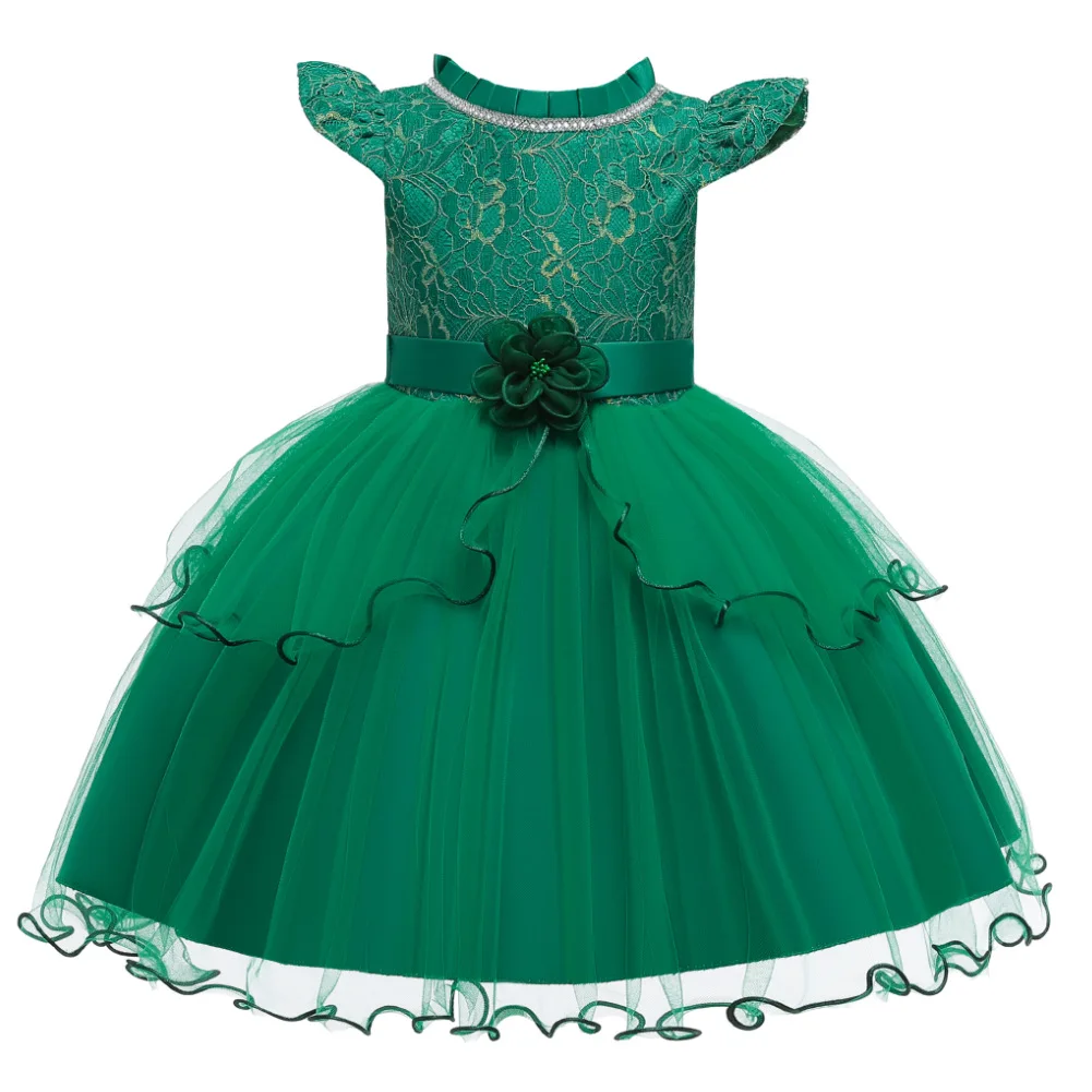 vintage Flower girls dress flare sleeve kids dresses for princess turtlenect Beaded Christmas Ceremony | Детская одежда и обувь