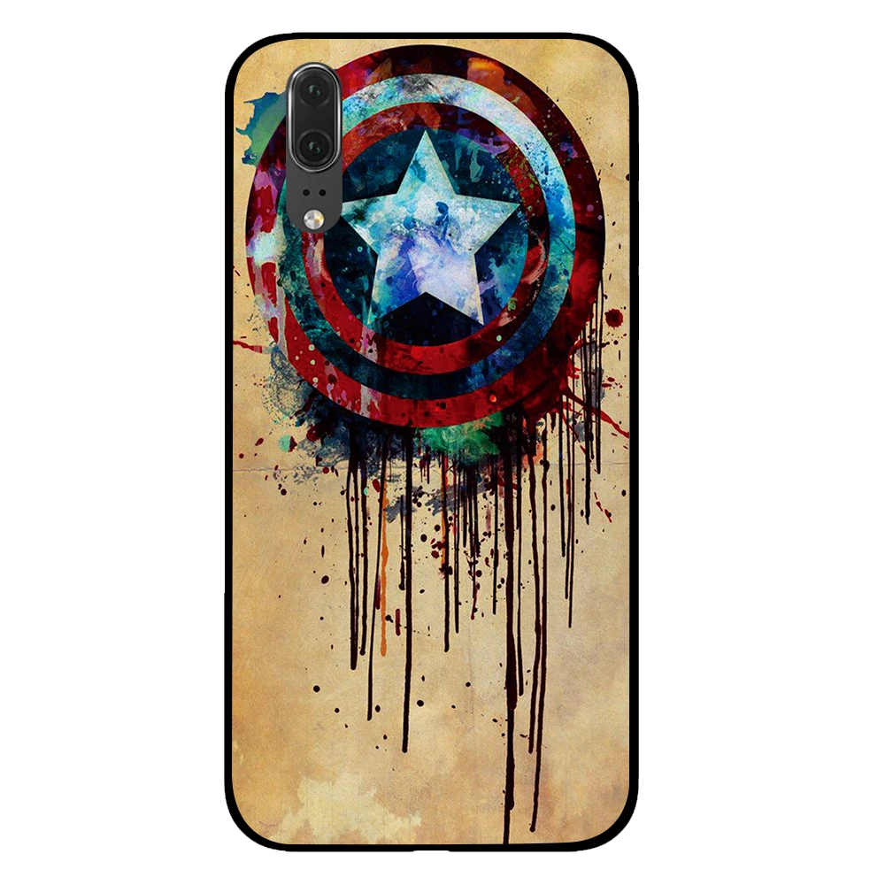 2 Черный чехол с человеком-пауком и Америкой для телефона marvel comic для huawei P30 P20 mate 10 20 Pro Lite Nova 3 4 3i - Цвет: 2