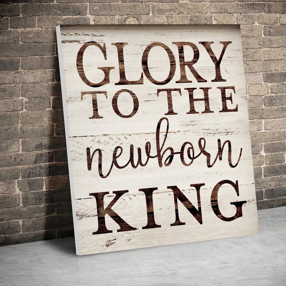 

Framed Glory to the Newborn Quotes Canvas Paintings Christmas Poster Wall Art Canvas Prints Pictures Kids Room Home Inner Frame