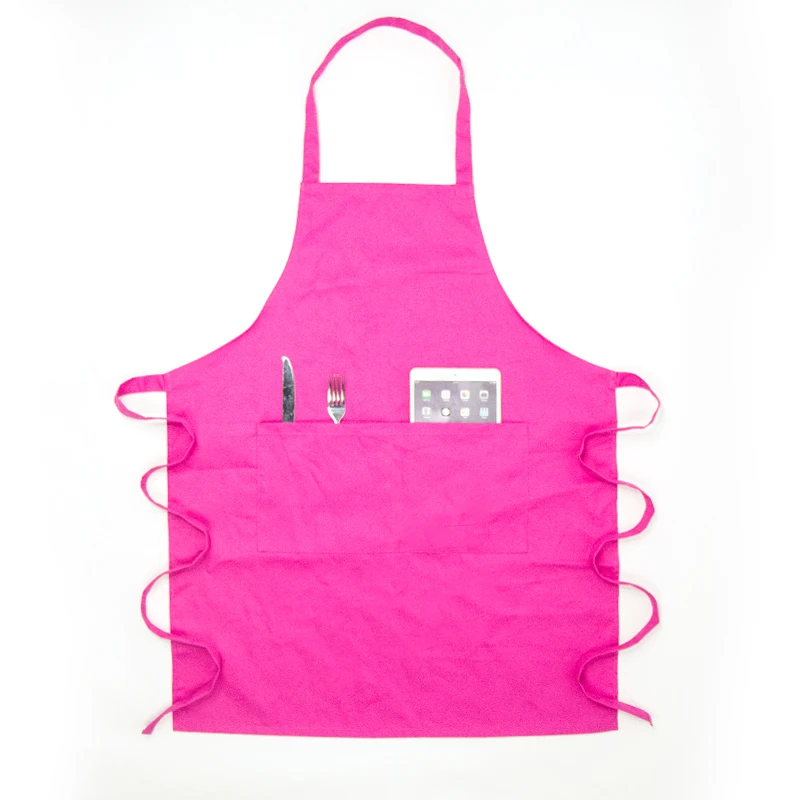 

Rose Red Apron 2021 NEW Men Women Chef Apron Cooking Kitchen Double Pocket Apron Cotton Twill Apron