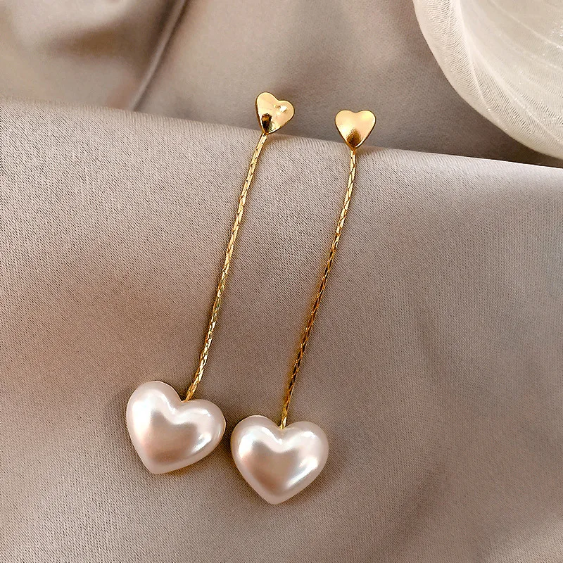 

Gold Tassels Earrings New Fashion Jewelry 2020 Krean Long Heart Ear Rings for Women European Korean Trendy Elegant Style Luxury
