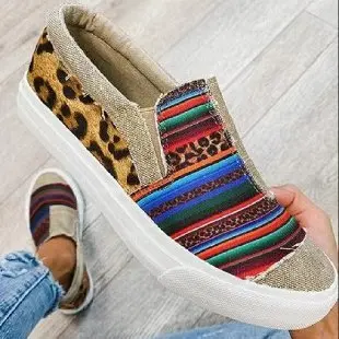 

size winter Autumn and large women's shoes snakeskin spliced polyurethane flat-soled canvas shoes walking shoes