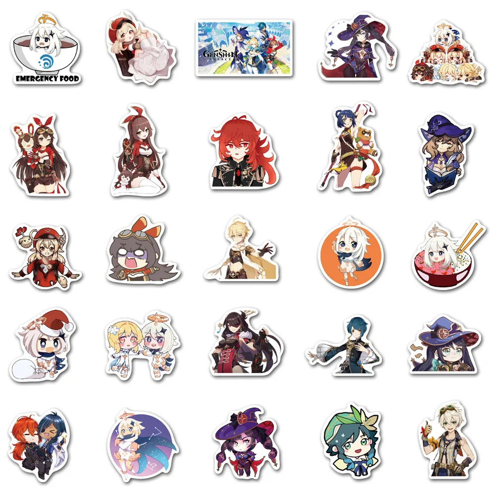 

10/30/50pcs Genshin Impact Game Stickers Anime Laptop Suitcase Skateboard Bicycle Luggage Waterproof Sticker Kid Toy Gift Decal