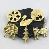 new fashion golden lotus root duck cat christmas tree irregular geometric round hollow brooch badge for women decoration gifts