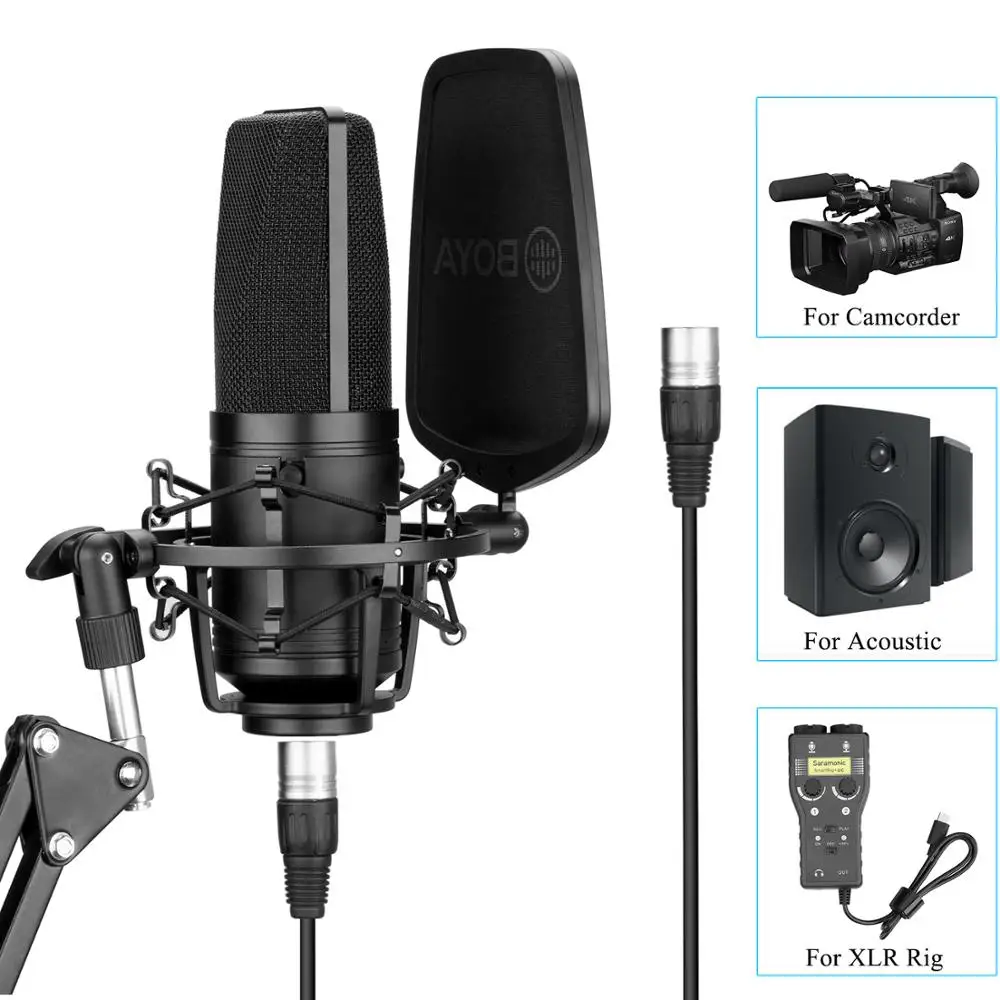 Микрофон BOYA BY M800/M1000 конденсаторный кардиоидный микрофон с большой диафрагмой