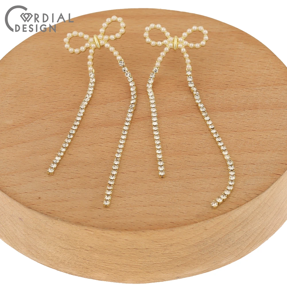 

Cordial Design 50Pcs 20*73MM Jewelry Accessories/DIY/Earrings Stud/Bowknot Shape/Imitation Pearl/Hand Made/Earring Findings
