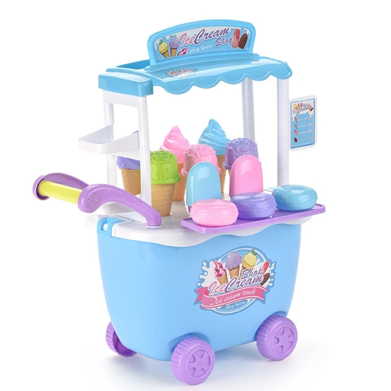 

Pretend Play Ice Cream Cart Play Food Set Ice Cream Games Kids Toys for Girls