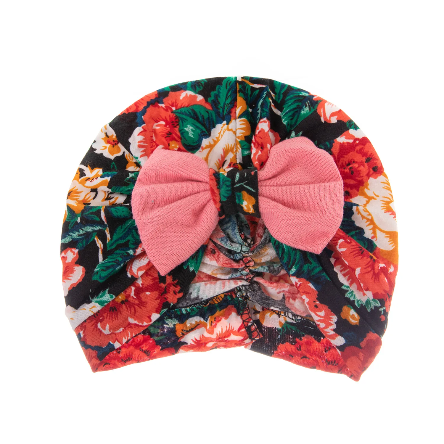 

Cute Baby Toddler Girl Hats Knotted Indian Hat Elastic Printed Bow Cap Print Twist Cotton Hat Cap Children's turbano Hat