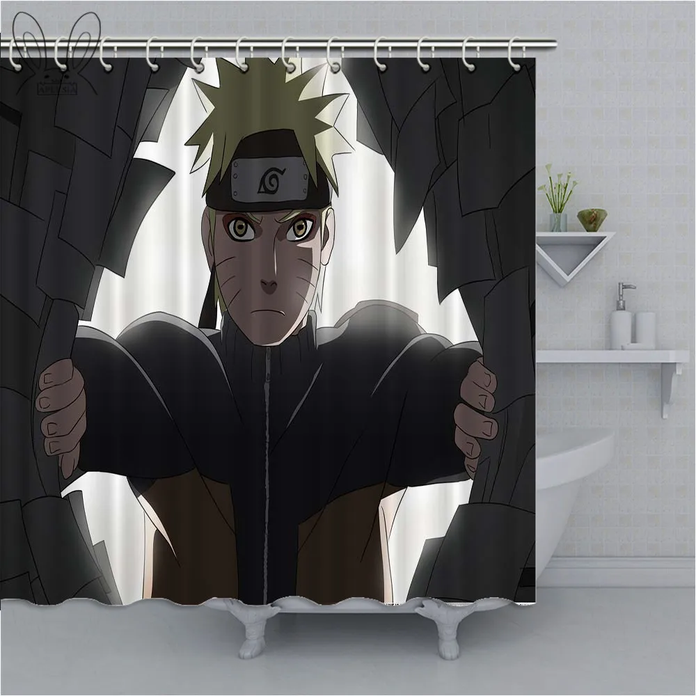 Uchiha Sasuke Naruto Shippuden Fabric Shower Curtain Waterproof Mildewproof Bathroom Shower Curtains For Decor With Sets
