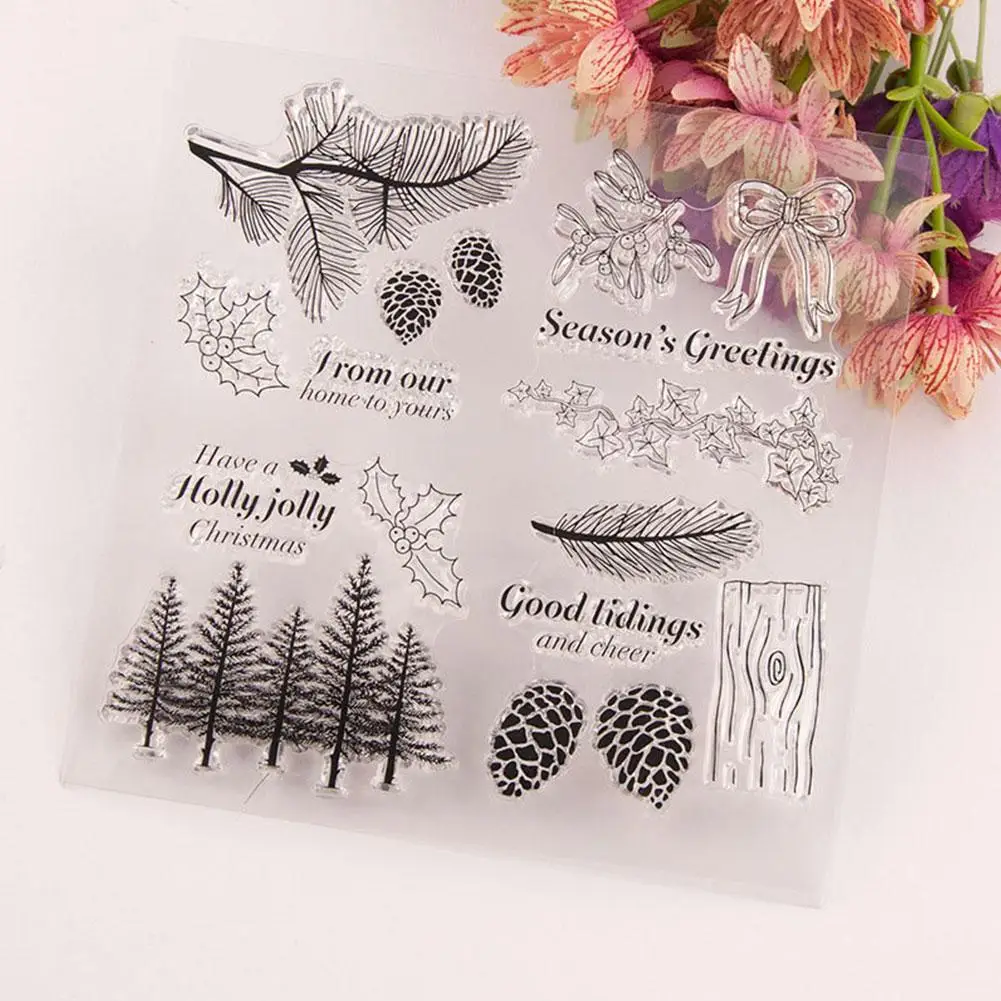 

1 set Pine cone Transparent Clear Stamps / Silicone For DIY album/Card Stamp accessories scrapbooking Seals Making Roller p T2G1