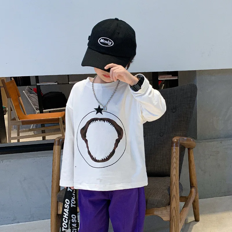 

2021 Boys Fall New T-shirt Children's Round Neck Printed Long Sleeve Top Kids Clothes Boys Clothes Boutique Kids Clothing