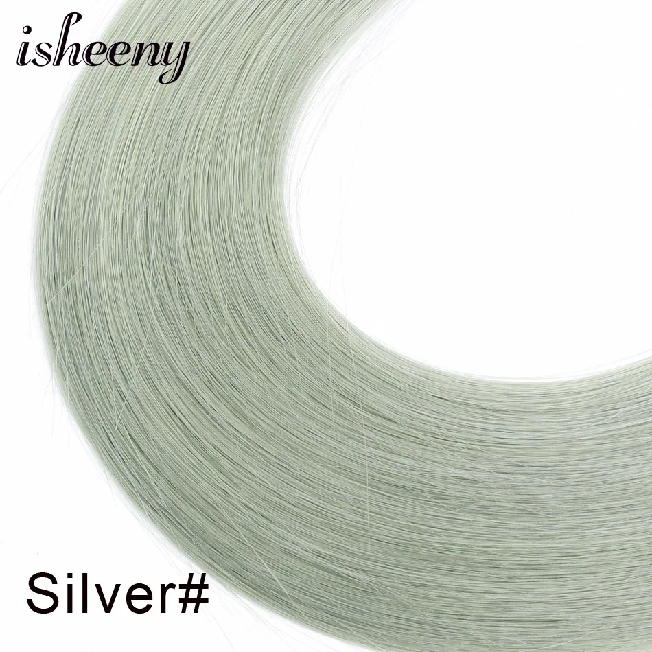 # Серебро Isheeny 1" 18" 2" Remy fusion волосы для наращивания прямые 25 прядей для ногтей u-образные человеческие волосы 11 цветов - Цвет: # Серебро