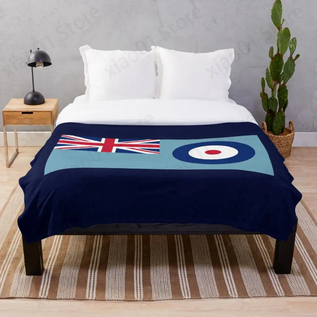 

RAF FLAG. Air Force Ensign of the United Kingdom. ON NAVY BLUE. Throw Blanket Sherpa Bedspread Blanket Picnic soft Blankets