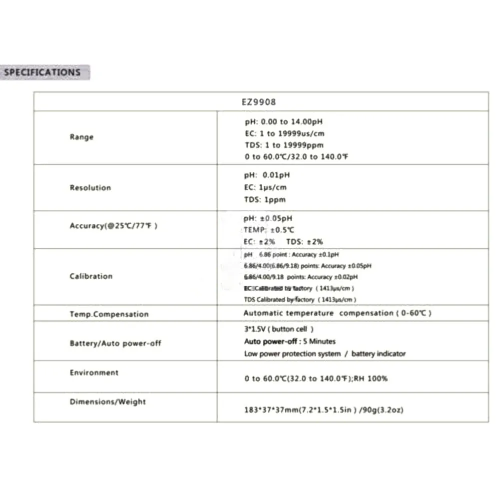 

ABS PH & EC & TEMP & TD Meter ATC Function Automatic Temperature Compensation