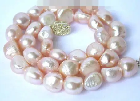 

10-11mm Authentic nature Baroque pink freshwater pearl necklace