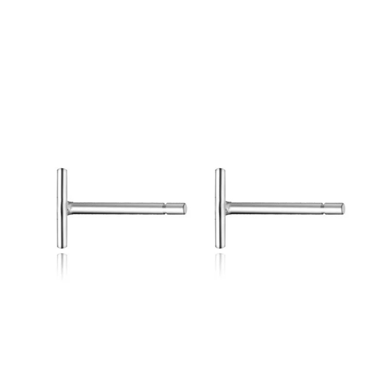 

Whole Body 925 Sterling Silver T-Shaped Earrings Simple Earring Stick Letter Earrings Small Fresh Plain Silver Handmade Jewelry
