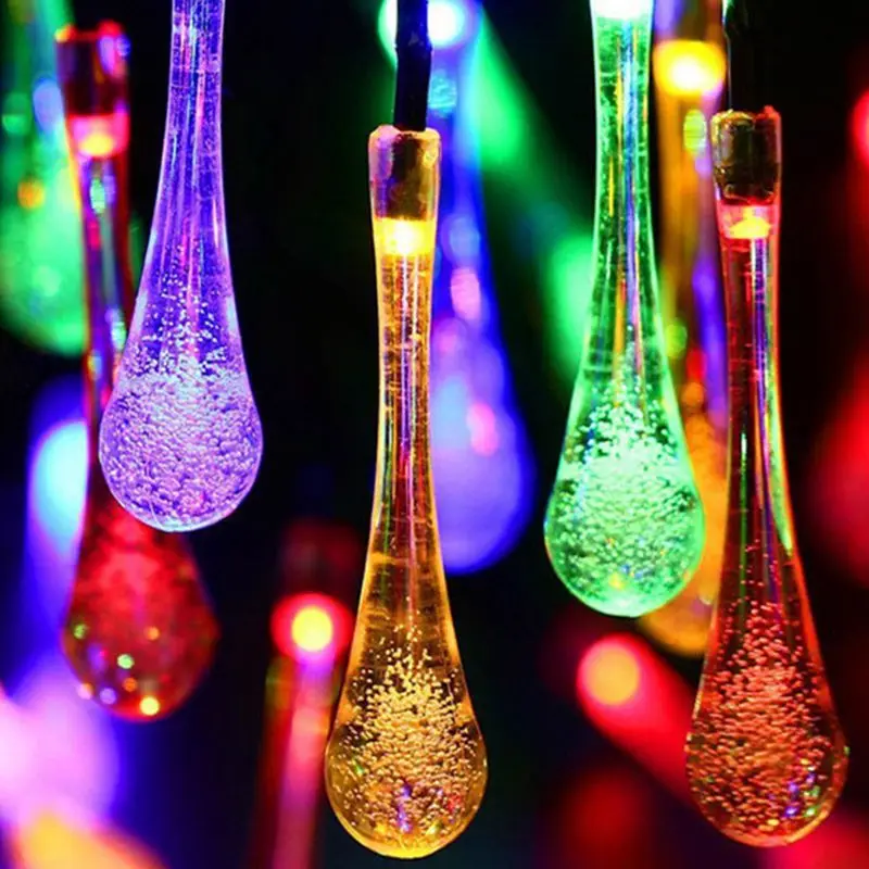 

LED Outdoor Solar Lamp String Lights Fairy Water Drops 5/7M 20/50LEDs Holiday Christmas Party Garland Garden Decoration