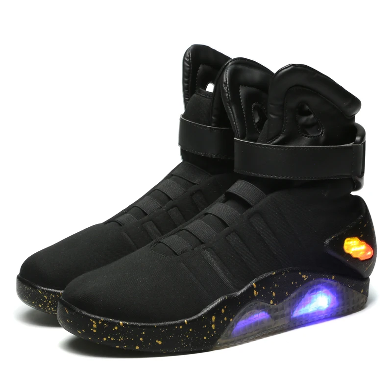 Ботинки будущего Маскарадного костюма Marty McFly; кроссовки; Светодиодный светильник; Светящиеся; Tenis Masculino Adulto; обувь для костюмированной вечеринки; перезаряжаемая
