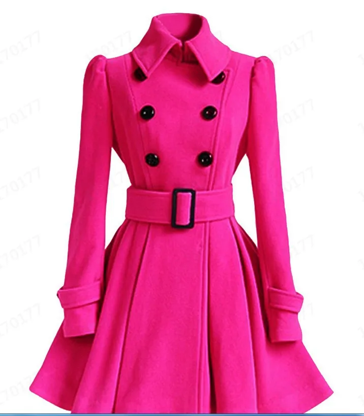 

New European and beautiful women's jacket coat, women's style slim mid-length women's woolen coat belted woolen coat Oversize