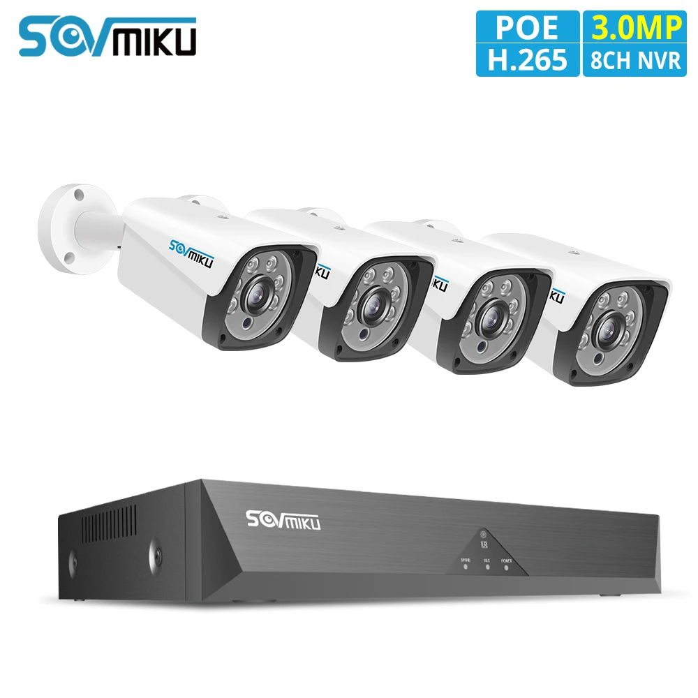 H.265 8CH 3MP POE NVR комплект камеры безопасности Система аудио запись ip-камера Открытый водонепроницаемый CCTV P2P комплект видеонаблюдения