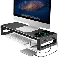 aluminum monitor stand metal riser support usb 3 0 transfer datakeyboard and mouse storage desk organizer for laptopcomputer