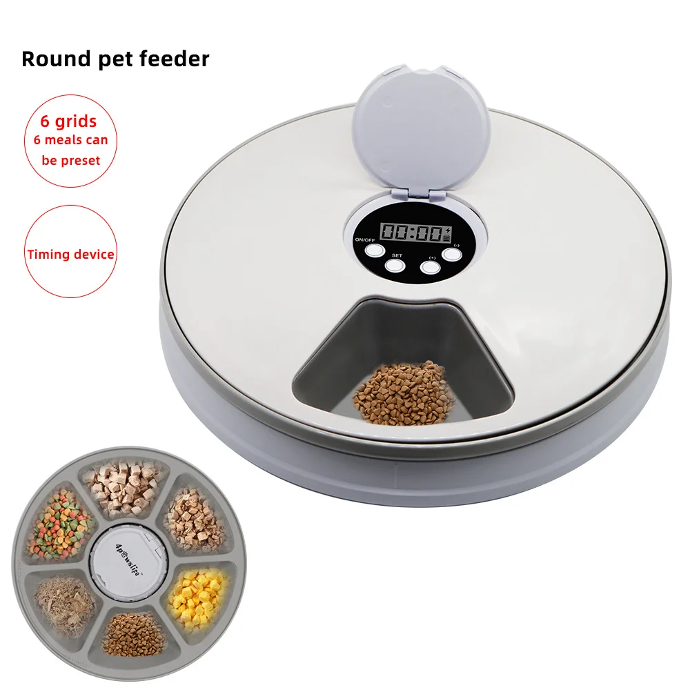 

Cats Dogs Smart Food Dispenser 6 Grids Pet Bowl Dry Food Dispenser Storing 24h Timer Automatic Pet Feeder With Voice Remind