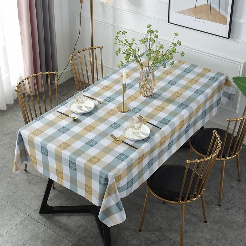 

1Pc Pvc Tablecloth Rectangular Living Room Coffee Table Cloth Waterproof and Oilcloth Round Table Decorations Reusable No-Wash
