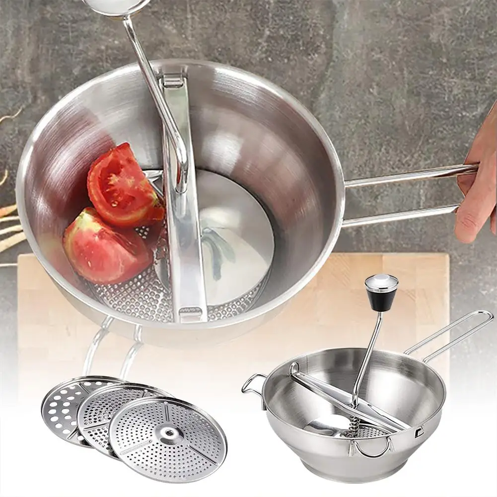 

Stainless Steel Food Grinder Potato Masher Fruits Puree Pressing Tool Pumpkin Grinder Food Mashing Kitchen Accessories