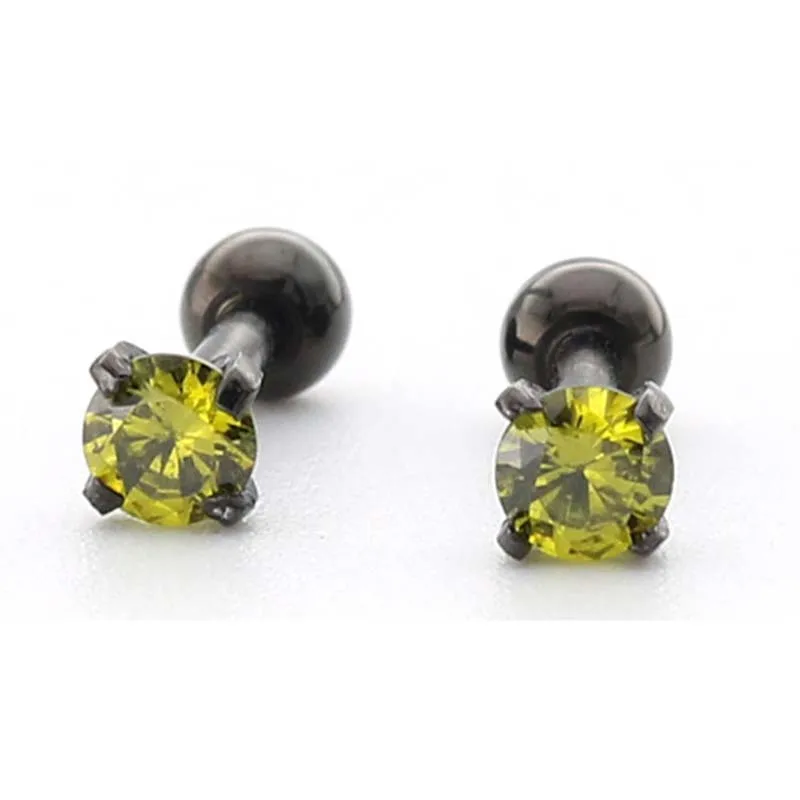 Женские серьги Пусеты Из Нержавеющей Стали 16 цветов 3 мм с фианитом модные