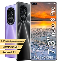 global version novo 8 pro 7 3 inch smartphone 6800mah 16512gb android 11 3264mp full screen support face id 4g 5g cell phone