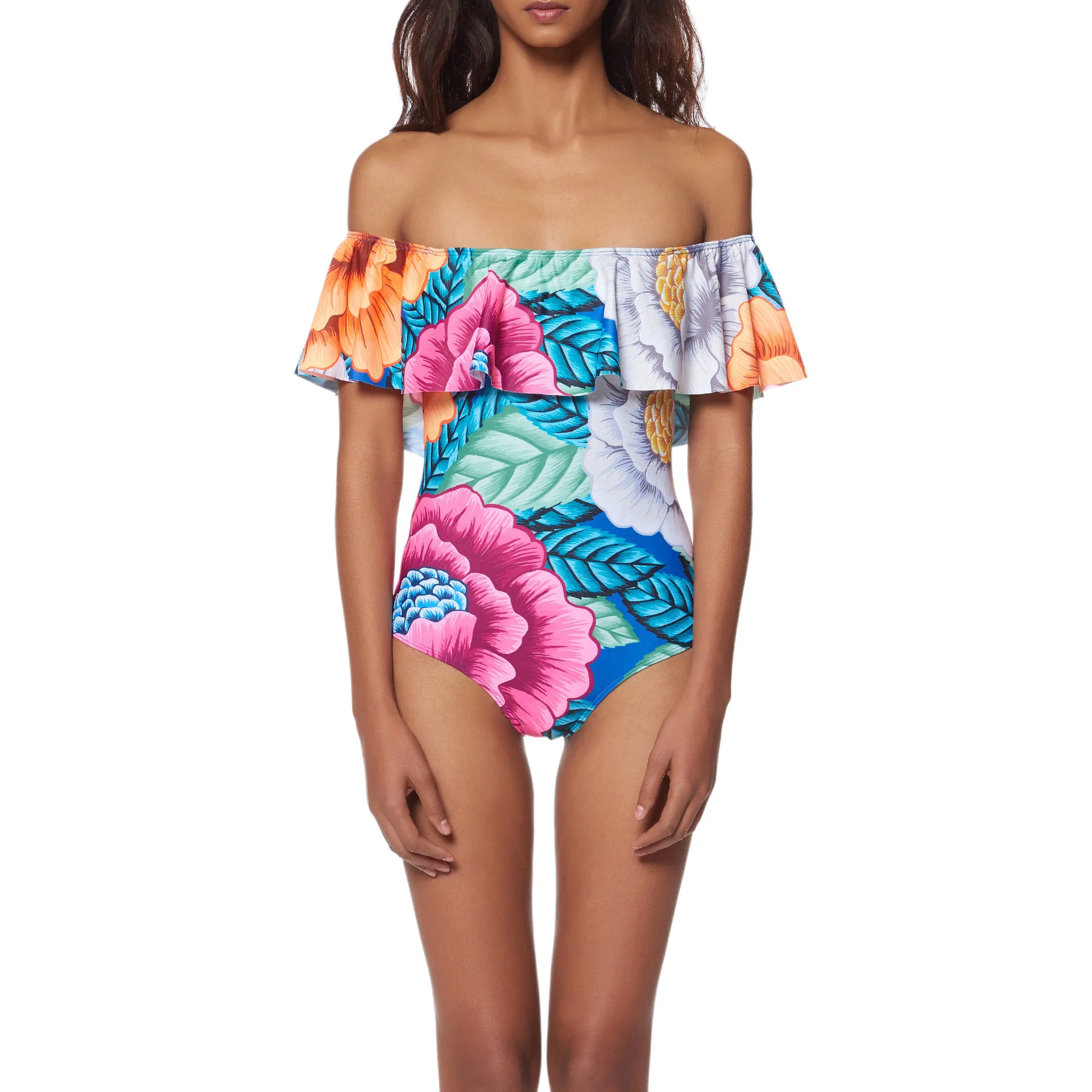 Europe And America New Style WOMEN'S Dress EBay Bikini One-piece Swimming Suit Cloak Printed |