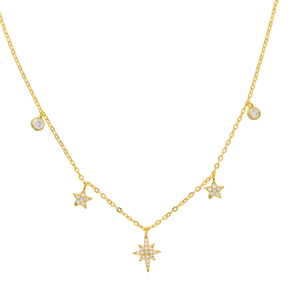 Изящное Серебряное колье с подвеской в форме капельного циркония danity Star Размеры