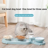 pet double bowl automatic feeder removable dog cat feeding bowl pet food water feeding bowls dog accessories supplies
