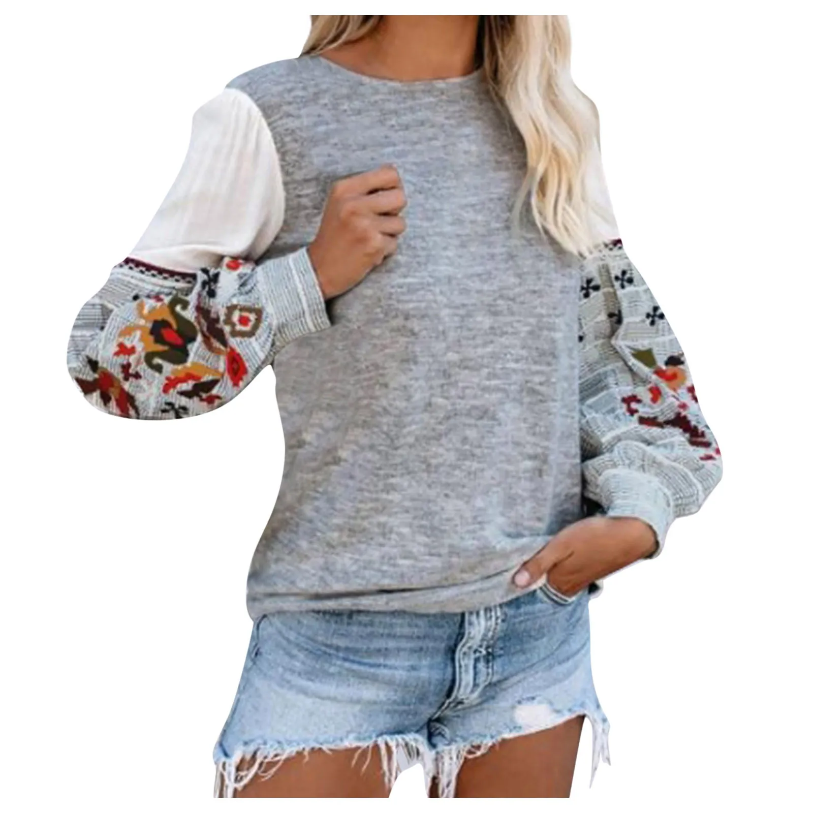59# Hoodies For Women Long Sleeve Round Neck Hoodies Horse Girl Splicing Women Tops Kawaii Girls Youth Casual Cute Sweatshirts