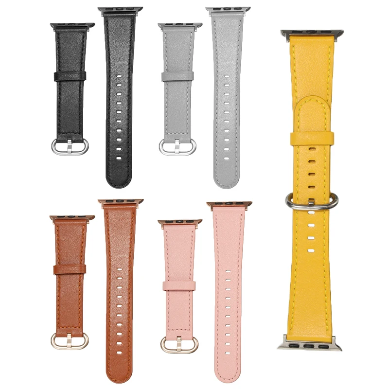 

42mm 44mm Leather Loop Watch Strap For Smart Watch Sport 38mm 40mm Replacement Bracelet Wrist With Stainless Steel Buckle