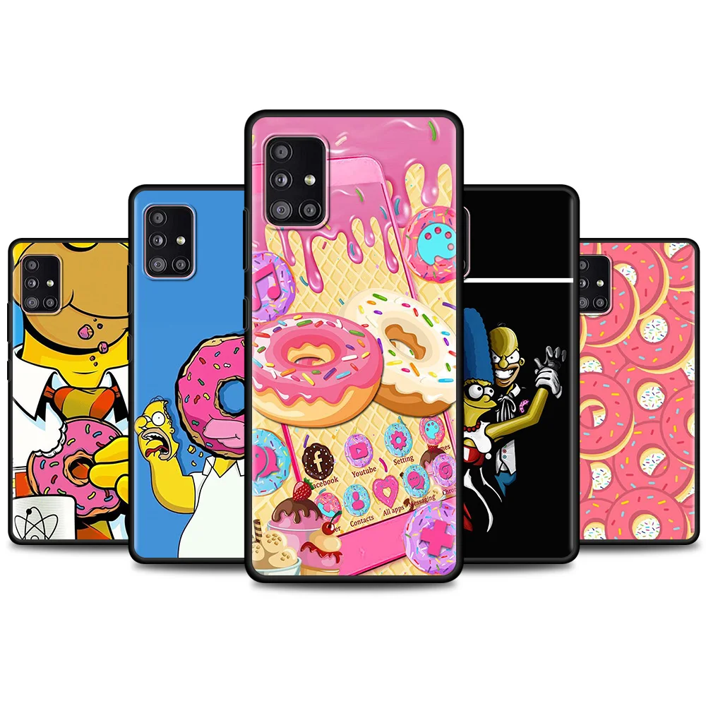 

Phone Case For Samsung Galaxy A71 A51 A41 A31 A21s A52s A03s A72 A52 A32 A12 A02 Silicone Cover Black Fundas Homer Donut