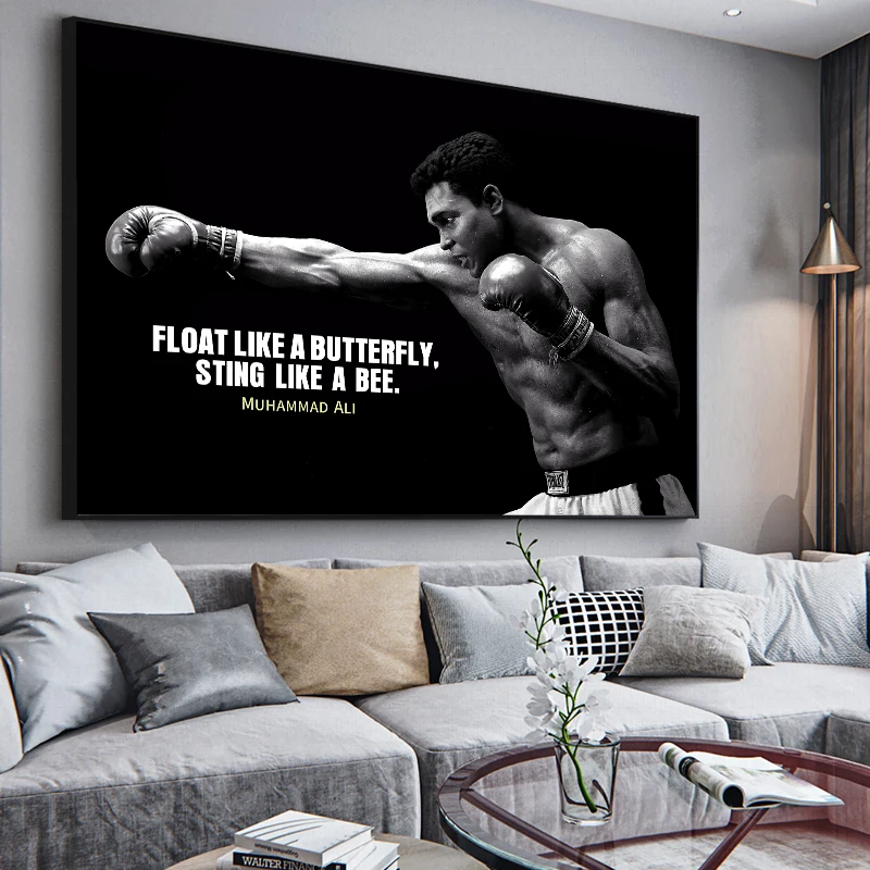 

Famous Boxer Champion Paintings Print Poster on Canvas Modern Black Wall Art for Living Room Home Decoration Frameless Picture