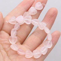 20pcs fashion heart shaped loose beads natural stone rose quartz beaded for jewelry make diy necklace bracelets accessories gift