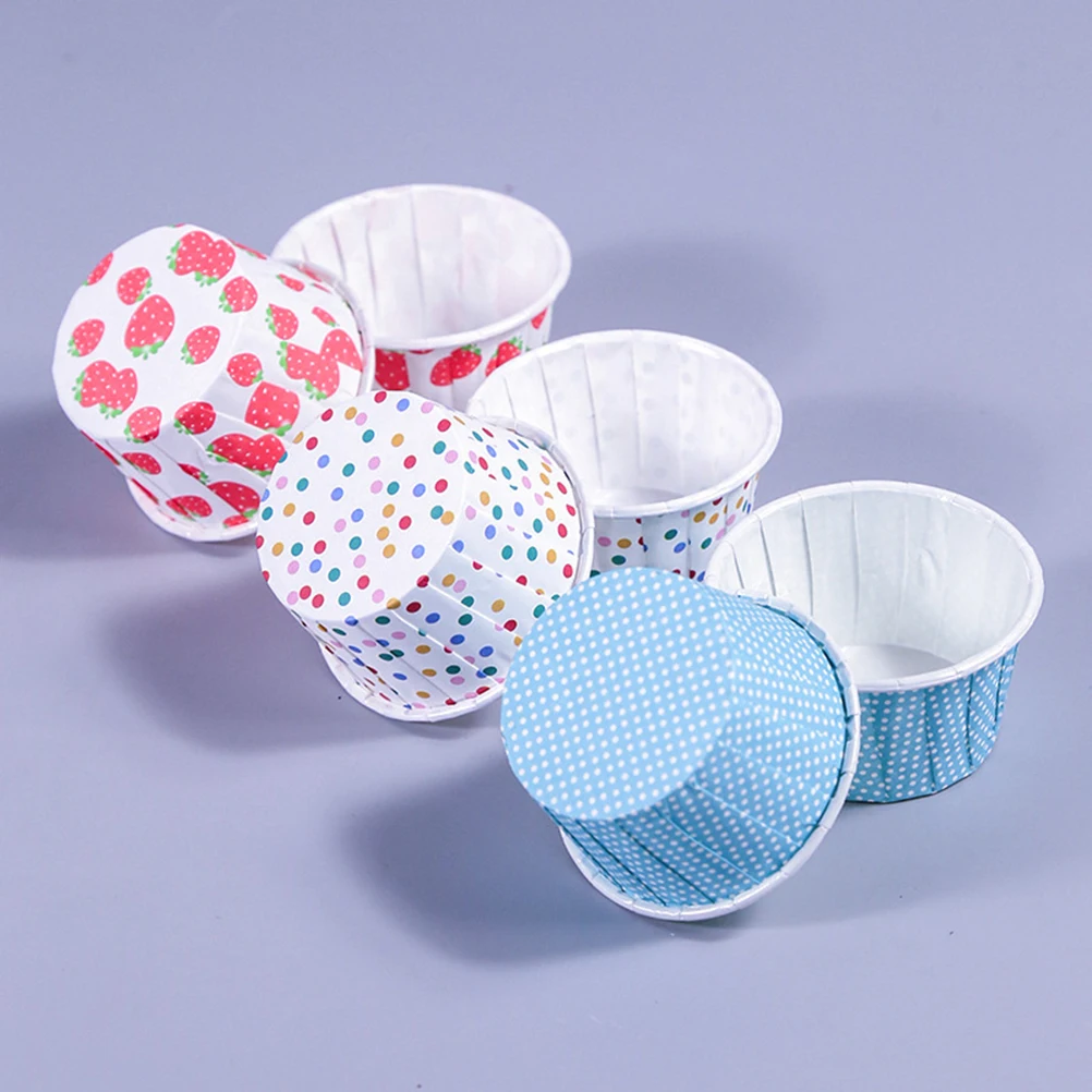 

100pcs Paper Ice Cream Cups Disposable Cake Cup Dessert Bowls Party Supplies for Baking Wedding Birthday Colorful Dots A50