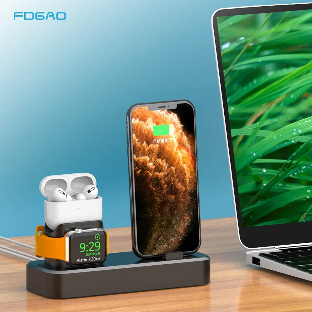 Подставка для зарядки FDGAO 3 в 1 держатель док станции телефона iPhone 11 XR XS X 8 7 6s 6 Plus SE