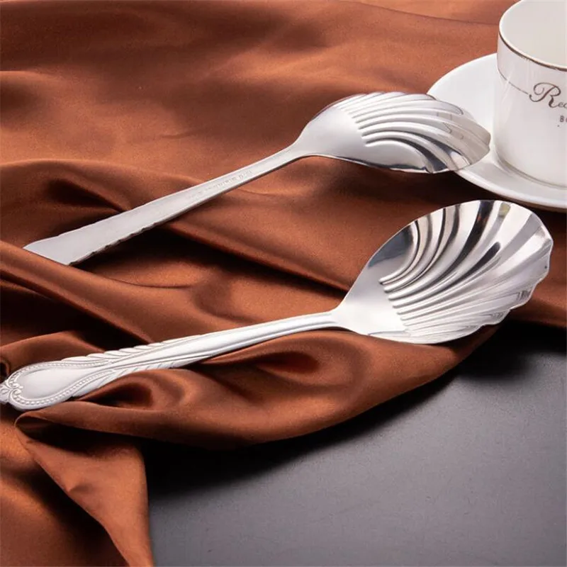 Сахарная ложка в форме ракушки ложки из нержавеющей стали для мороженого кофе