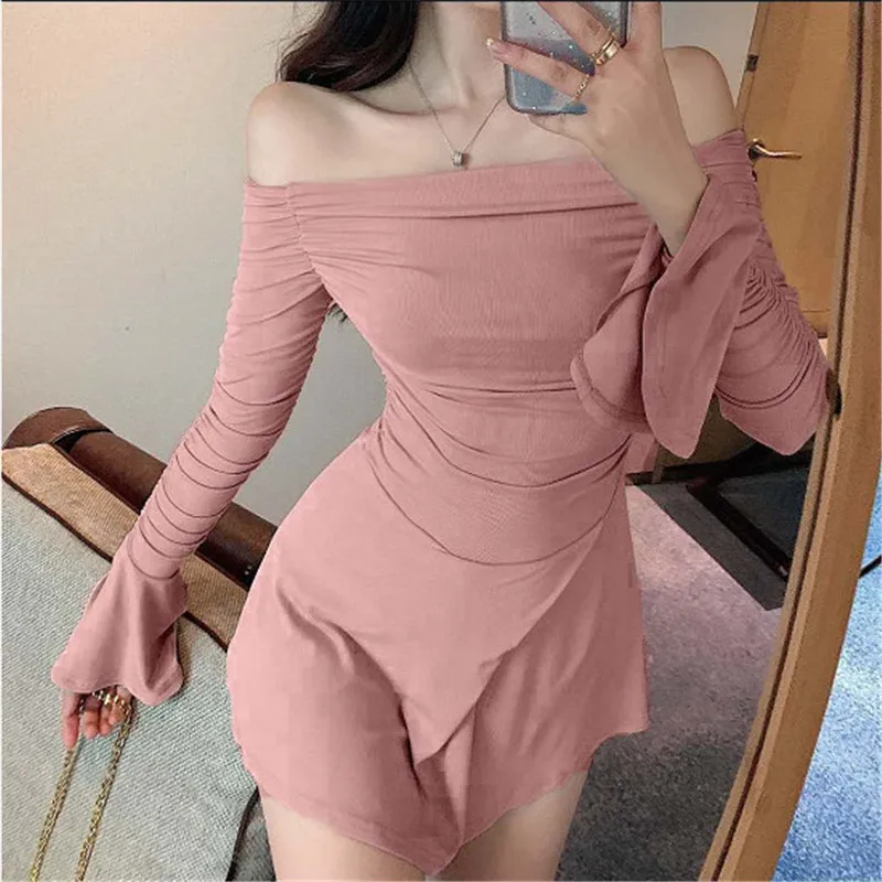 

Реальная съемка 2020 новые модные сексуальные женские темперамент платье без бретелек с длинными рукавами, плотно облегающие платье на кажды...